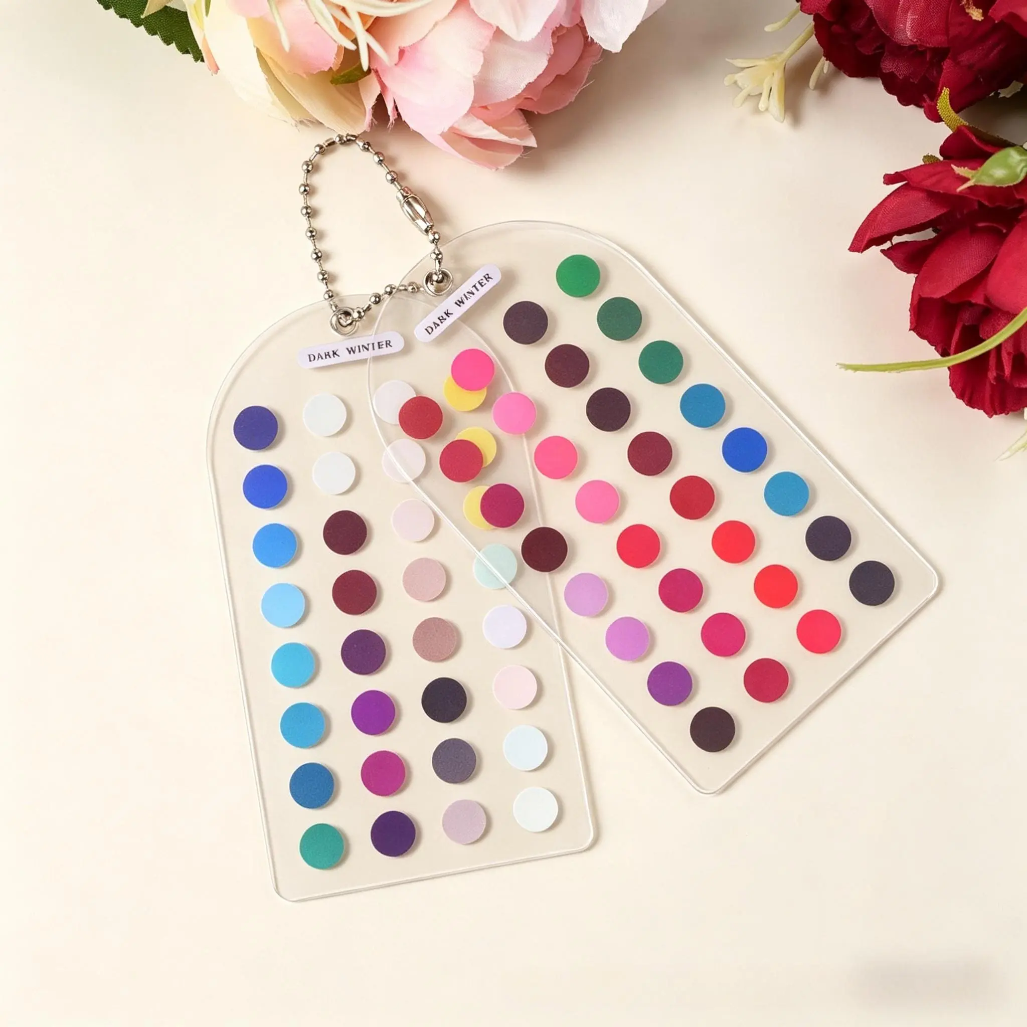 Seasonal Colour Palette Keychain, 12 Seasonal Color Acrylic Keychain | Small Portable Personal Color Analysis Palette Swatch Card | Plastic Pocket Color Chart Guide & Gift