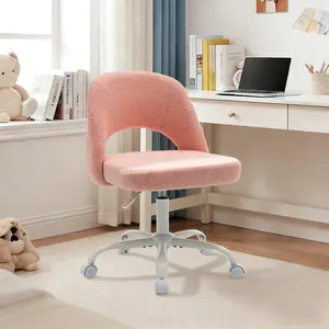 RIMIKINGRIMIKING Upholstered Bouclé Vanity Chair with 360° Swivel, Adjustable Height, Ergonomic Backrest, and Silent Casters,5005