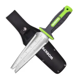 WORKPRO Hori Hori Garden Knife, 7" Stainless Steel Blade with Cutting Edge, Garden Tools with Oxford Sheath, Ergonomic TRP Handle with Hanging Hole for Weeding, Planting, Digging