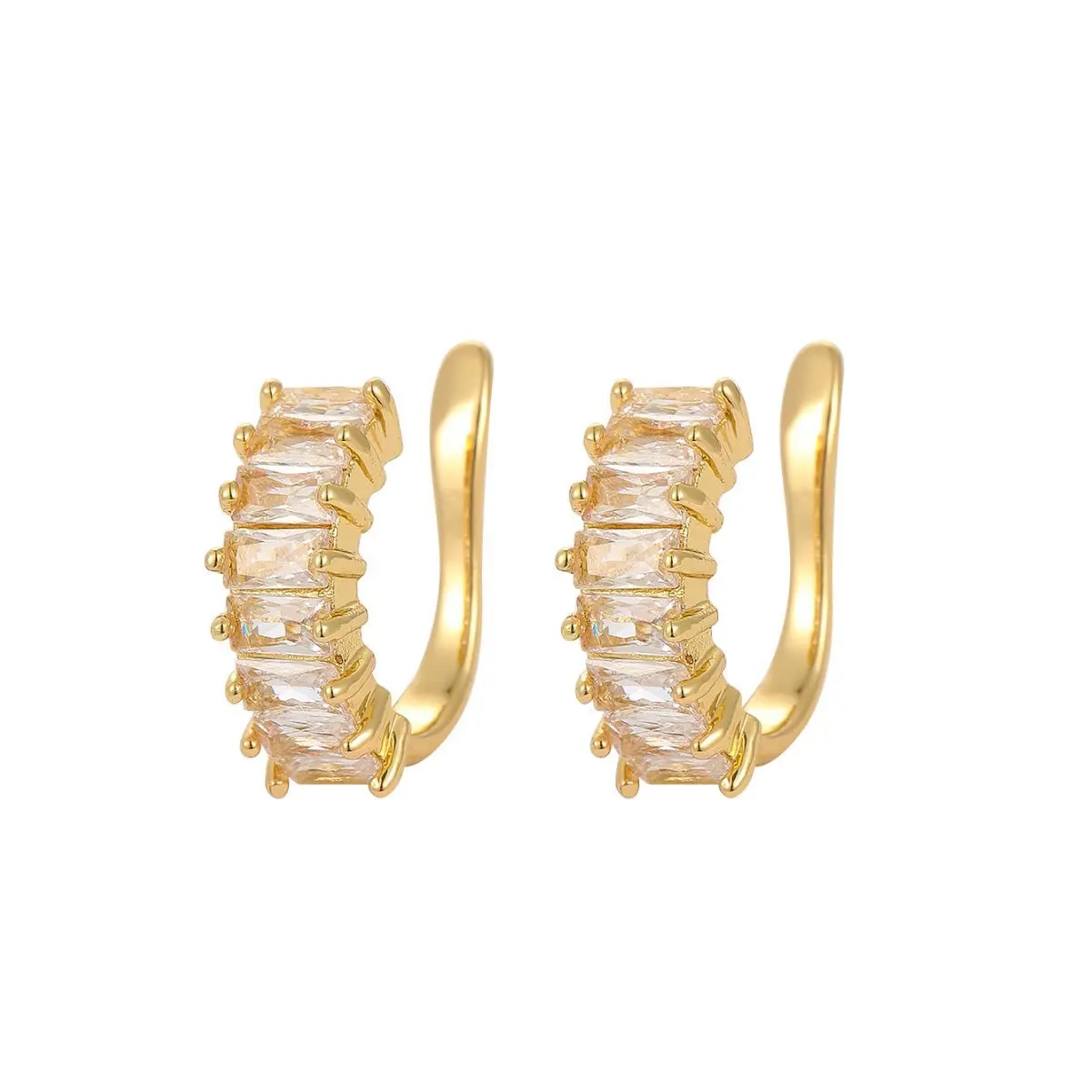 High Quality Inlaid Artificial Zirconia Stainless Steel Ear Clips - Uj Light Luxury Unisex Side Ear Bone Clips, Jewelry Accessory for Loved Ones, Versatile Couple Gift Earrings, High Quality Earrings
