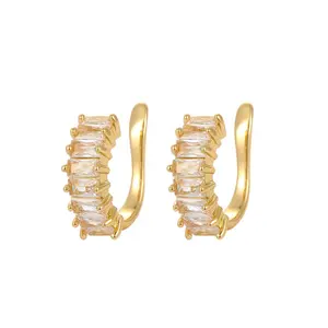 Uj Zircon Ear Clip Light Luxury Fashion Unisex Earrings Couple Gift Irregular Side Ear Bone Clip