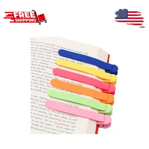6pcs Silicone Automatic Bookmark, Unique Bookmark Page Keeper 1 Blue+1 Red+1 Yellow+1 Orange+1 Green+1 Pink