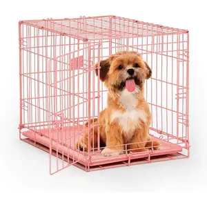 Newly Enhanced Single Door iCrate Dog Crate, Includes Leak-Proof Pan, Floor Protecting Feet, Divider Panel & New Patented Features