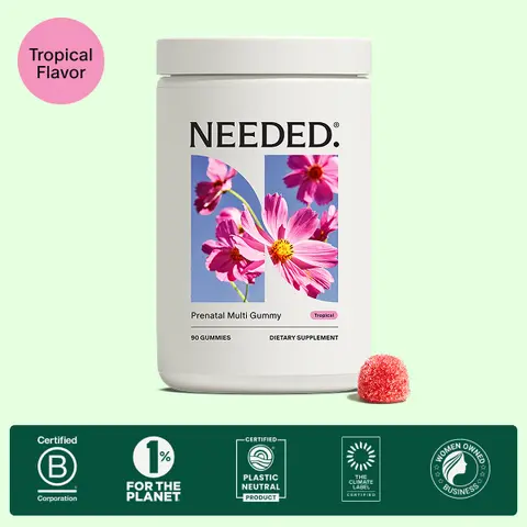NEEDED. Prenatal Multivitamin Gummy - 90 Tasty, High-Dose Gummies (1 Month Supply) - 17 Clinically Dosed Nutrients - 8x More Nutrition - Expertly-Formulated - Clinically Studied - Fertility to Postpartum - Breastfeeding