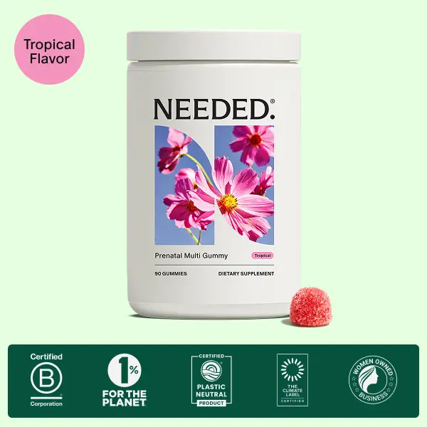 NEEDED. Prenatal Multivitamin Gummy - 90 Tasty, High-Dose Gummies (1 Month Supply) - 17 Clinically Dosed Nutrients - 8x More Nutrition - Expertly-Formulated - Clinically Studied - Fertility to Postpartum - Breastfeeding