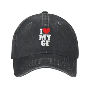 Baseball Cap Unisex Vintage Washed Baseball Hat I Love My GF Red Heart Matching Couple I Love My Girlfriend Gear Adjustable Cotton Sports Caps for Men Women Outdoor Sports Washed Distressed