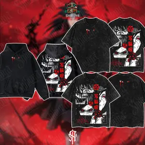 [Shibuya] Limited Edition Madara Uchiha Clan x Sharingan - Naruto Anime Double Printed Oversize Lightweight Acid Washed Tee, Gift For anime lover