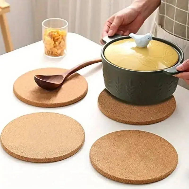 Round Cork Coaster, 2 Counts Non-slip Heat Resistant Coaster, Durable Table Mat for Home Kitchen Dining Room, Kitchenware