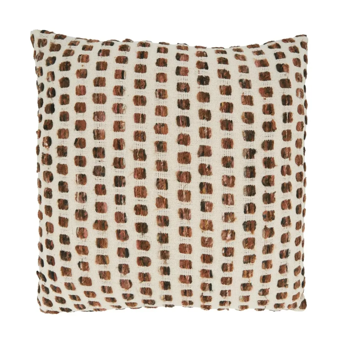 212 MAIN Modern Pure Cotton Woven Square Throw Pillow - 20 in., Down Filling, Brown Neutral Tone, Square Cushion