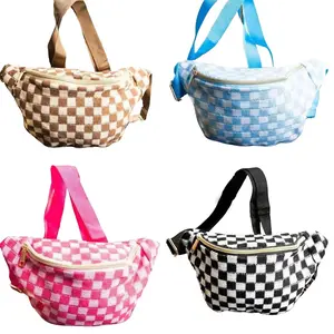 Check It Out Belt Bag Build Your Own Blank or Add Patches Checkered Fanny Pack with Zipper Closure Fully Lined Adjustable Strap