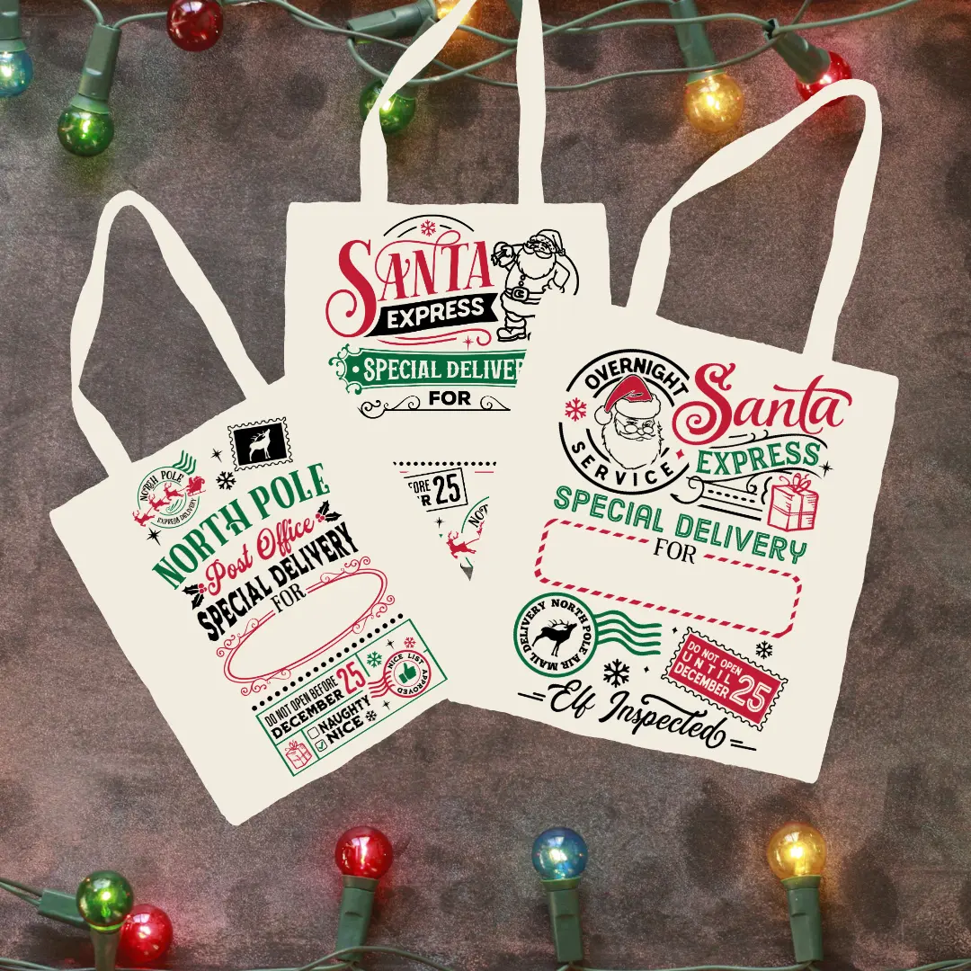 Canvas Reusable tote bags; Personalized with names for Gift Giving