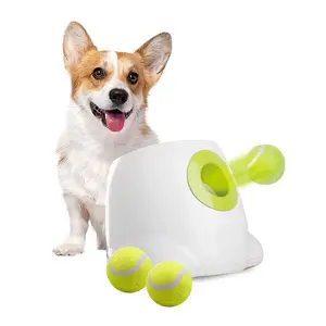 All For Paws Automatic Tennis Ball Launcher for Small to Medium Dogs 3 Balls Included Adjustable Launching Distance 10ft 20ft 30ft Interactive Dog Toy