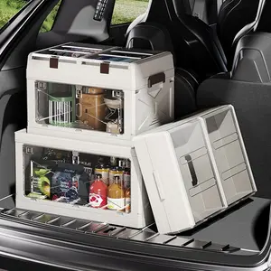 Large Capacity Transparent Car Storage Box, Foldable Trunk Organizer, Car Storage Organizers, Outdoor Camping Multi-Functional High-Quality Dustproof Container, Camping Furniture, Camping Accessories