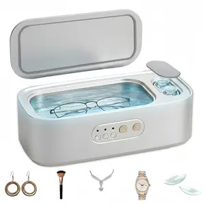 Smart Dual-Tank Ultrasonic Glasses Cleaner, Three-Stage Timer, Independent Contact Lens Tank, Safe Cleaning for Eyewear, Jewelry, More