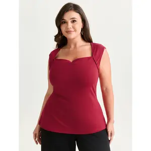 BLOOMCHIC Plus Size Ribbed Cowl Neckline Plain Tank Top [M-6X] 2026 Summer Vibes Swimweek
