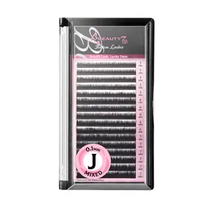 Beauty7 Mixed Volume J Curl Synthetic Mink False Eyelash Extension Tray 0.1mm Thickness 5/6/7mm Length for Professional Use