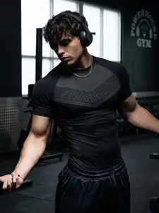 Men’s Quick-Dry Compression T-Shirt, Short Sleeve, Cool Graphic Print, High Stretch, Breathable & Sweat-Wicking, Ideal for Gym, Running, Outdoor Training & Casual Wear