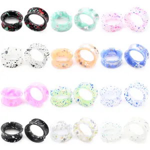 2PCS Colorful Spot Hollow Silicone Flexible Flared Flesh Ear Plug Tunnel Expandar Stretcher Gauges Earring Piercing Body Jewelry