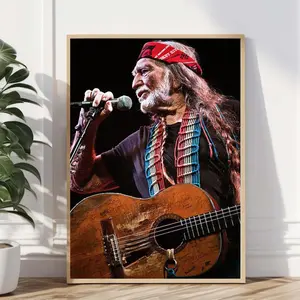 Willie Nelson Playing Guitar Print Poster No Frame, Country Music Wall Art, Home Decor, Gift For Fans