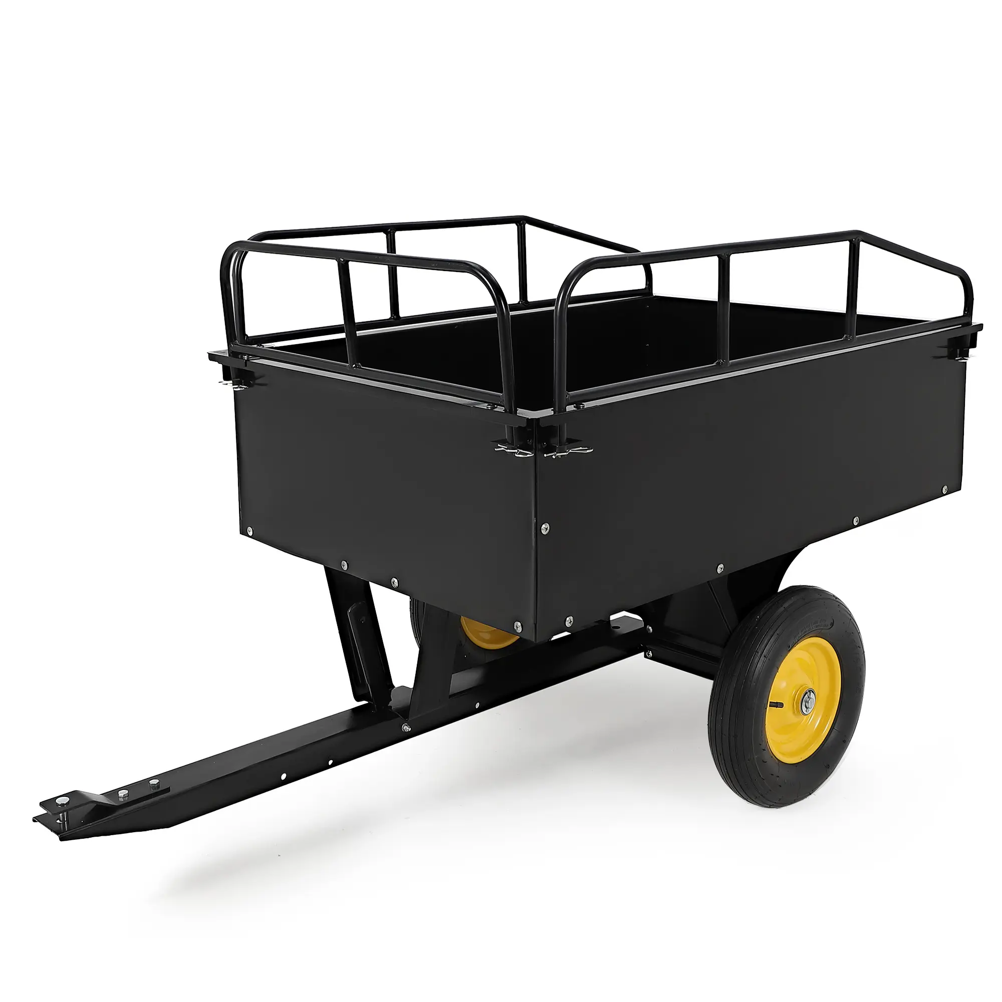 Garden Utility Trailer, 17 Cu. Ft Capacity Heavy-Duty Steel Dump Cart with 750 LBS Load, ATV UTV Tow-Behind Trailer with Hand Pull & Foot Pedal for Lawn Mower & Tractor