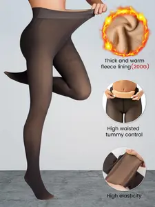 Women's Warm Fleece High Waist Underwear Leggings, Stretchy Elastic Tight-Fit Pants for Fall & Winter, Casual Home Wear, Outdoor Activities