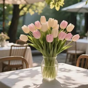 24 Tulip Artificial Flowers, Realistic Touch Bouquet, Wedding Decor, Home Decoration, Birthday Gift, Indoor Outdoor Use