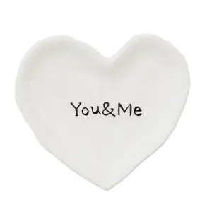 Ceramic Heart-Shaped Plates - Personalized Message-Ready Tableware for Small Item Storage
