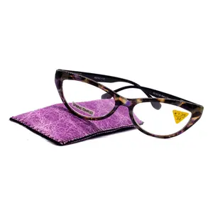 Lynx, (Premium) Reading Glass, High End Readers +1.25..+3 Magnifying, Cat Eye optical Frame, Tortoise Shell (Brown, Purple) NY Fifth Avenue