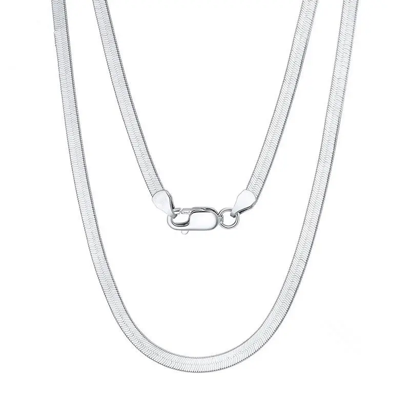 New 925 Sterling Silver Necklace 4mm Chain Snake Bone Necklace 45cm/50Cm/60cm Necklace Jewelry Gift