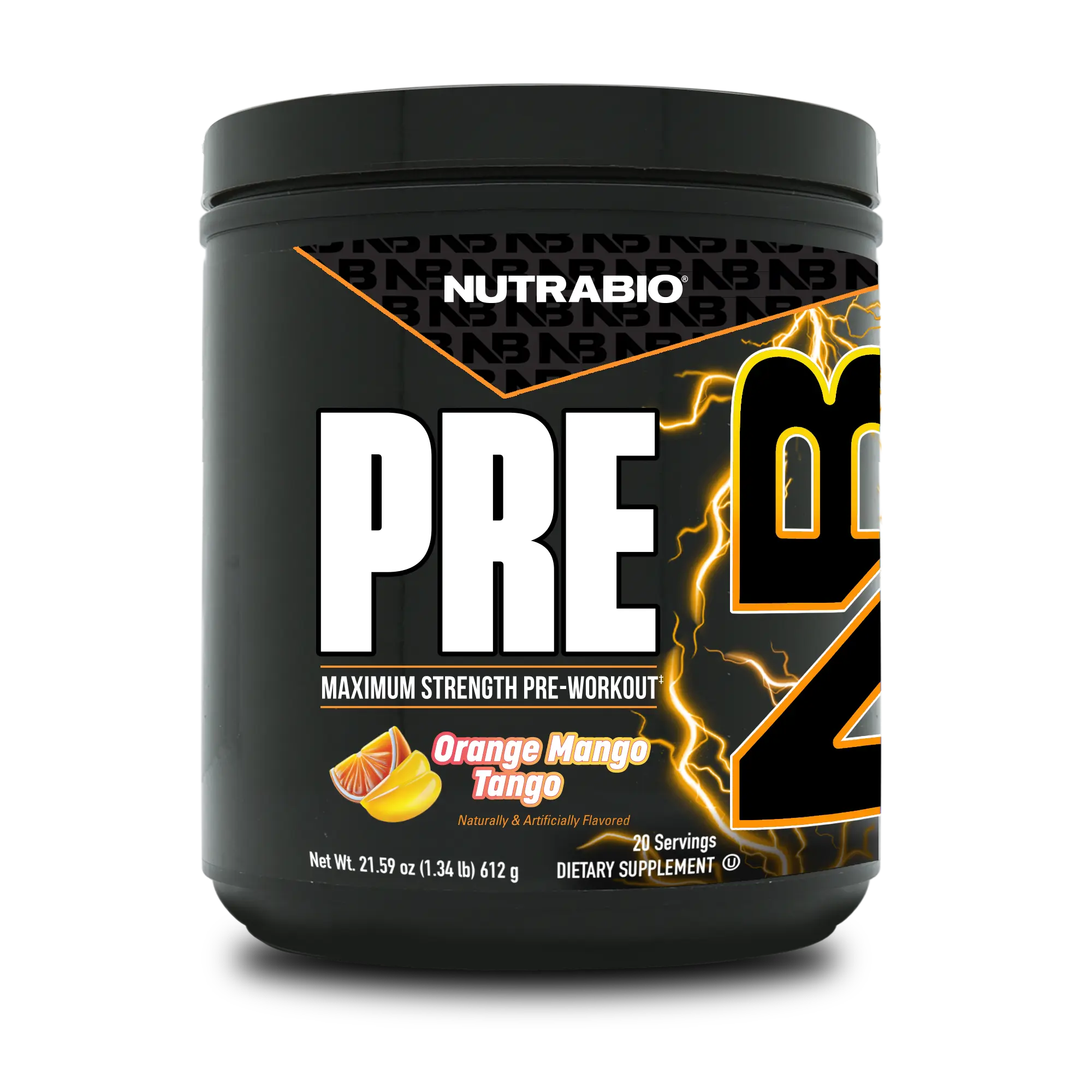 NutraBio Supplements PRE - Maximum Strength Pre-Workout for Men & Women with over 350 mg Caffeine, L-Citrulline, Beta Alanine, Arginine Nitrate, Alpha GPC, and Taurine - 20 Servings