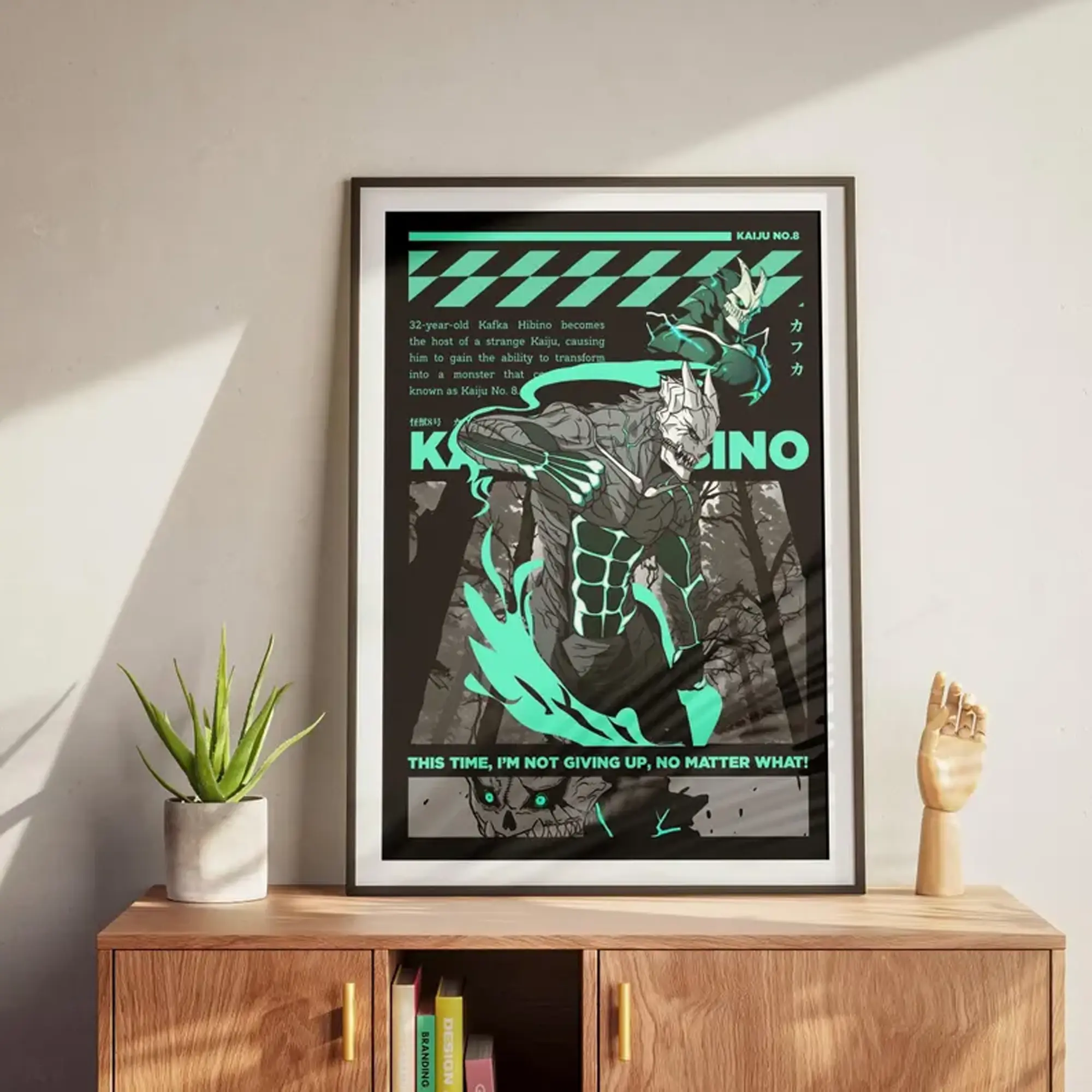 Kaiju No.8 Poster, Kaiju No.8 Anime Wall Art, Kafka Poster, Manga Decor for Bedroom, Black & Green Design, Japanese Anime Wall Art