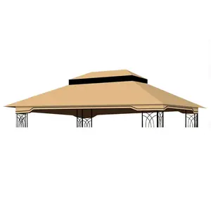 [SOIYELIFE] 13x10 Ft Patio Double Roof Gazebo Replacement Canopy Top Fabric,Khaki Unique furniture