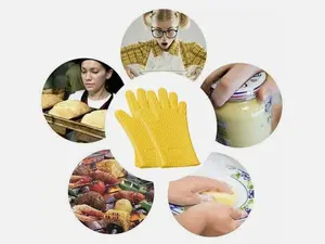 1PAIR Silicone BBQ Heat Resistant Gloves Oven Grill Pot Holder Kitchen Cooking Mitts buy 1 get 1 free pair