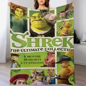 Ultra-Soft Anime Cartoon Shrek Flannel Blanket for Adults - Cozy Shrink-Resistant Throw, Machine Washable & Skin-Friendly, Perfect for Bed/Couch/All-Season Gifts