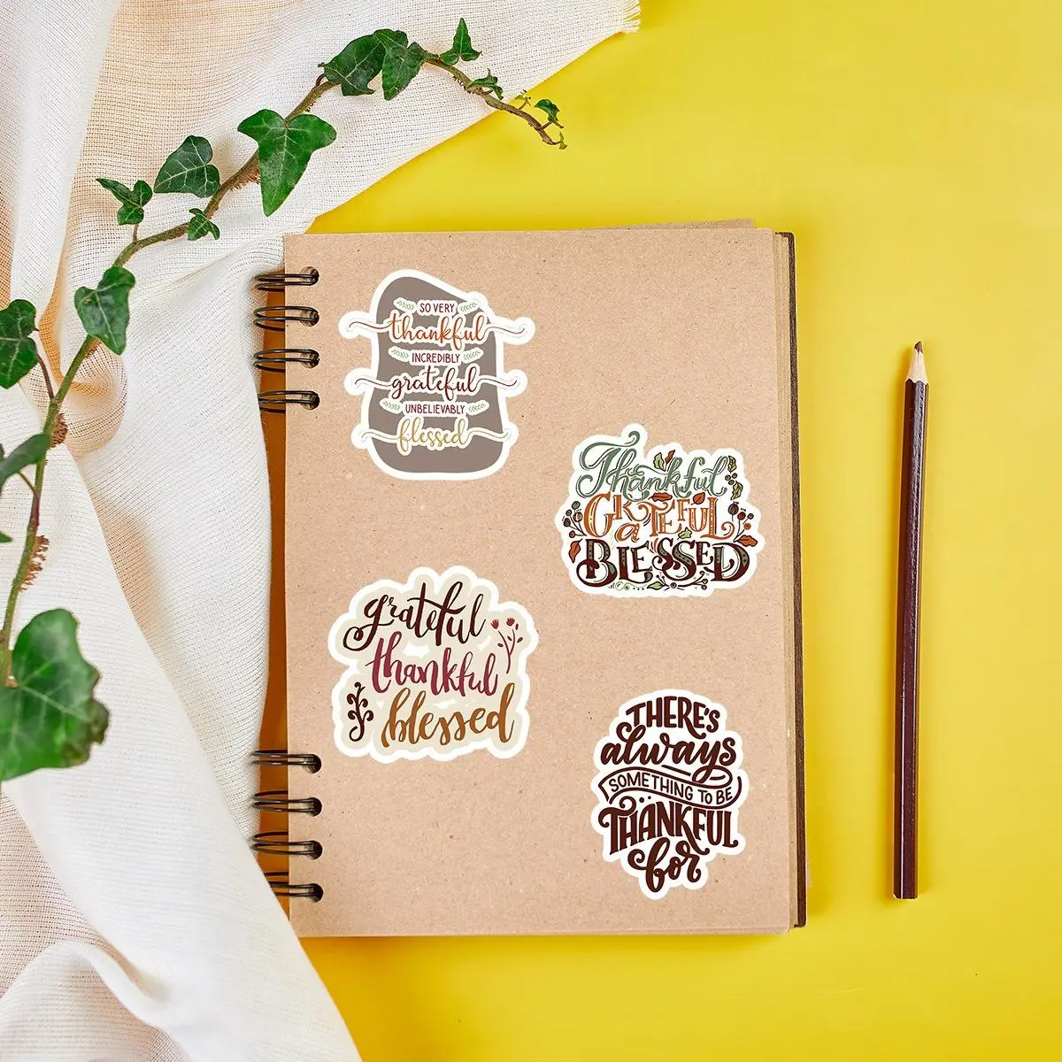 Thanksgiving Series Sticker, 50pcs/set Waterproof Self Adhesive Decor Paper, Decor Sticker for Gift Greeting Card & Water Bottle & Laptop