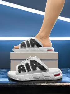Men's Summer New Soft Anti-Slip Letter Air Cushion Sandals, Sporty Style, Suitable for Men and Boys, All Seasons, Less Than Ankle Height