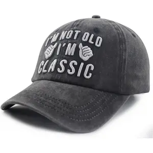 I'm Not Old I'm Classic Baseball Cap for Men & Women Adjustable 3D Embroidered Cotton Hat with Metal Buckle 55-60cm Circumference 7cm Brim 9cm Height Perfect for 50th 60th 70th 80th 90th Birthday Gifts