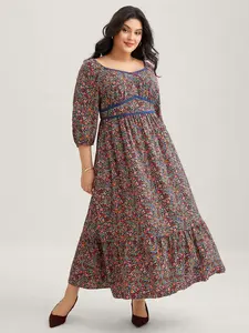 【Summer Turn-Up】【Cottagecore Dress】【Pocket Approved】 Bloomchic Ditsy Floral Woven Ribbon Maxi Dress 2026 Summer Pick for Mother's Day