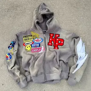 Unisex Letter Print Fashion Hoodie Zipper Casual Jacket Y2K Hip Hop Harajuku Jacket