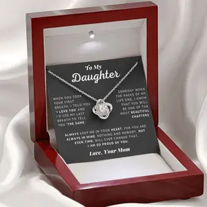 To My Daughter - Always - Love Knot Necklace | Gift From Mom, Present from Mother, Birthday Teen Jewelry, Graduation Girl Gift, Inspirational and Sentimental Necklace, Unique Jewelry for Daughter's Milestones, Celebrate Achievements with Love