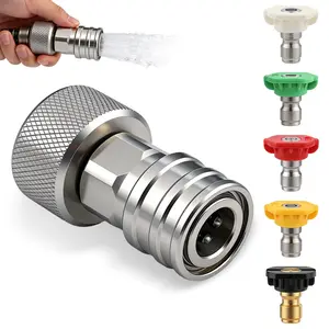 Garden Hose to Mini Power Washer Adapter,3/4'' GHT to 1/4'' Quick Connect,Stainless Steel Leak-Proof Connector for Car Cash Outdoor Cleaning Nozzle and Spryer Attachment