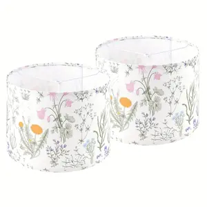 1pc/2pcs Drum lamp shades, Large Drum Lamp Shade for Table & Floor Lamps, 13" Top x 13" Bottom x 10" High Replacement Patterned Decorative Floral Lampshade Cover, Classic Design, Lamp Shades for Table Lamps, Suitable for E26/E27 Base