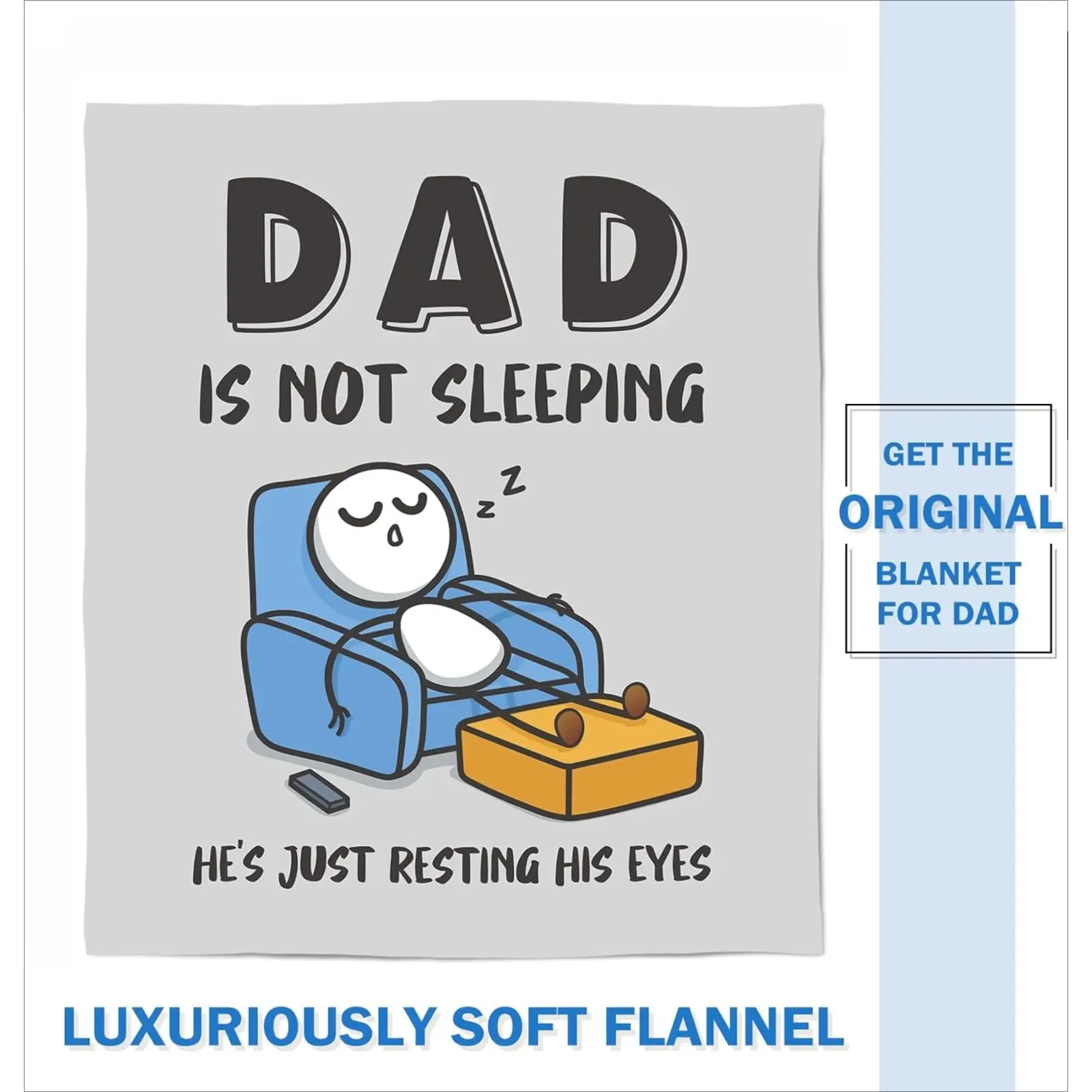 【Father's Day】Funny Birthday Gift for Dad Husband, Dad Is Not Sleeping Flannel Blanket, Fathers Day Dads Gifts From Daughter Son, Super Soft Throws Blanket for Couch and Napping