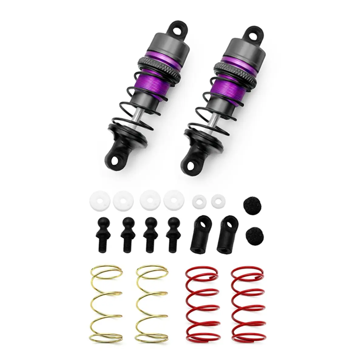 1-Pair RC Car Shock Absorbers - 63mm Purple Metal Hydraulic, 3Racing Replacement Parts with 2-Pairs Spare Springs, for 1/10 Scale Drift Car, FW06/M05/TT01 Flat Racing Vehicles, All Seasons