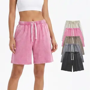 ACTCITY Unisex Acid Washed Sweat Shorts 260G Cotton Athletic Elastic Waist Drawstring Gym Workout Jogger Pants with Pockets Premium Comfort Softness Functional Adjustable Design for Any Occasion