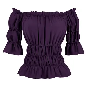 Victorian Style Halter Top Women's Renaissance Top Victorian Steampunk Pirate Shirt Short Sleeved Halter Top Halloween Gothic Party Outfit Casual Summer Chic Cute Blouses Basic Minimalist Womenswear Clothes 6505-D1