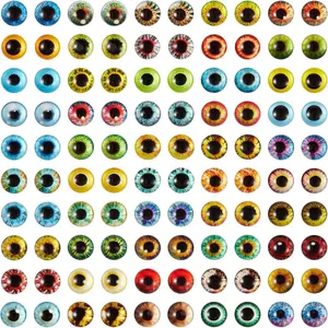 100 count 8mm Glass Eyes Cabochons Mixed Style Flatback Dome Cabochons  Eyes Doll Eye Cameo Pendants for  Making