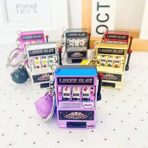 1 pc Miniature Lucky Charm Slot Machine Keychain Pendant - Authentic Casino Jackpot Replica, Portable, Collectible, and Functional Accessory for Gamblers and Casino Enthusiasts