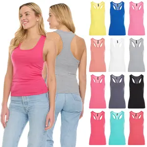 6 Pack - Women's Plain Solid Sleeveless Racerback Casual Tank Top