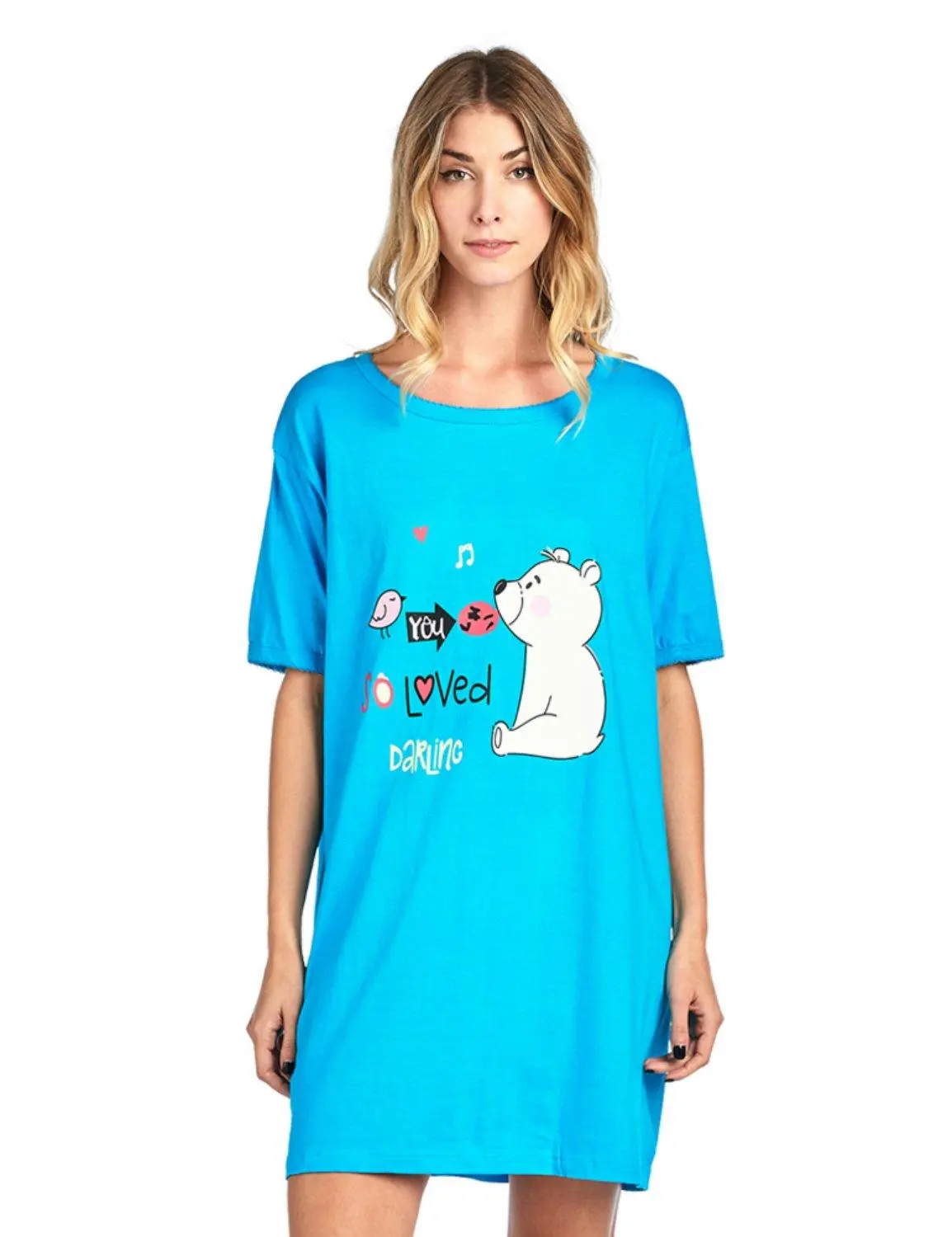 Casual Nights Short Sleeve Nightgowns for Women - Sleep Shirts Soft Cotton Blend Oversized One Size Dorm Night Shirts